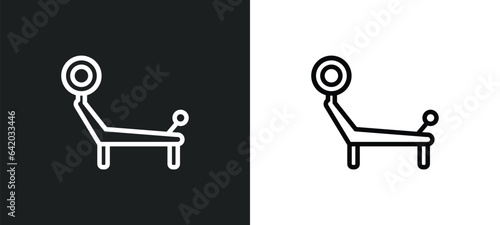 bench press weightlifting icon isolated in white and black colors. bench press weightlifting outline vector icon from gym and fitness collection for web, mobile apps and ui.