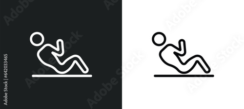 abdominal exercises icon isolated in white and black colors. abdominal exercises outline vector icon from gym and fitness collection for web, mobile apps and ui.