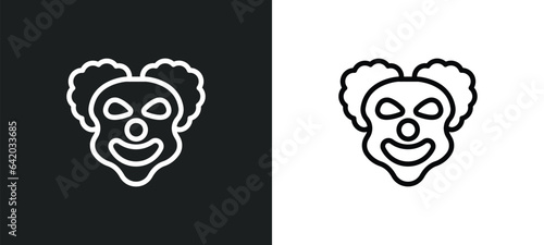 clown smile icon isolated in white and black colors. clown smile outline vector icon from halloween collection for web, mobile apps and ui.