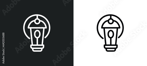 lanterns icon isolated in white and black colors. lanterns outline vector icon from halloween collection for web, mobile apps and ui.