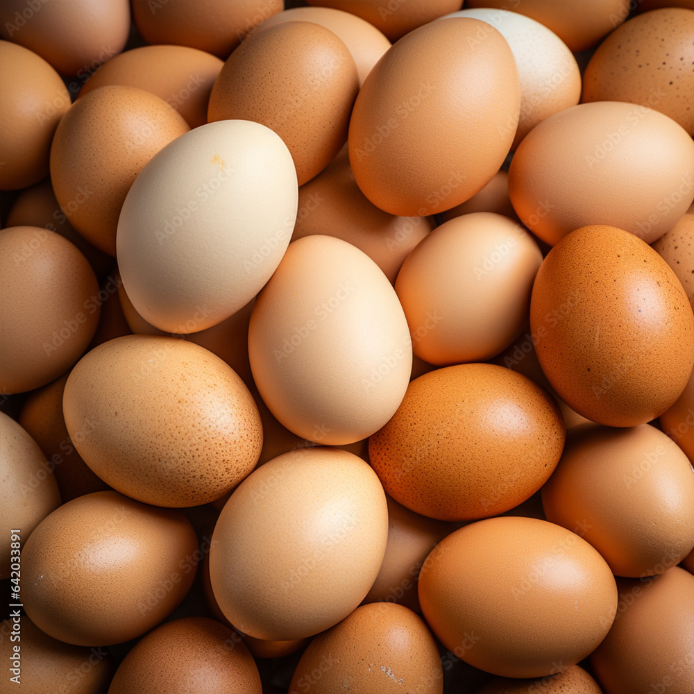 Raw chicken eggs as background, ai technology