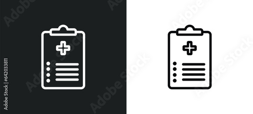 medical checklist icon isolated in white and black colors. medical checklist outline vector icon from health and medical collection for web, mobile apps and ui.