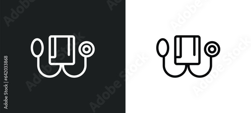 sphygmomanometer icon isolated in white and black colors. sphygmomanometer outline vector icon from health and medical collection for web, mobile apps and ui.