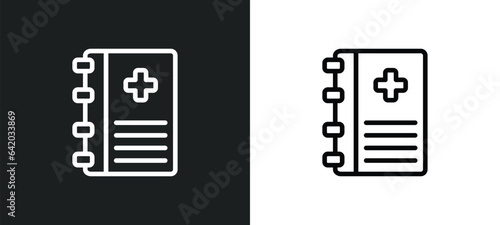 medical book icon isolated in white and black colors. medical book outline vector icon from health and medical collection for web, mobile apps and ui.