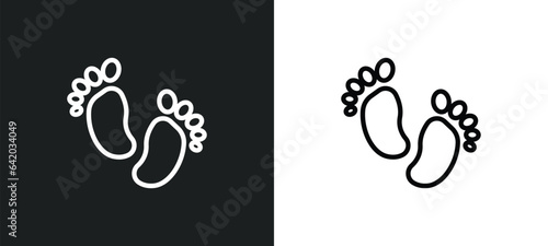 foot print icon isolated in white and black colors. foot print outline vector icon from history collection for web, mobile apps and ui.