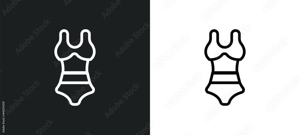 swimming suit icon isolated in white and black colors. swimming suit outline vector icon from holidays collection for web, mobile apps and ui.