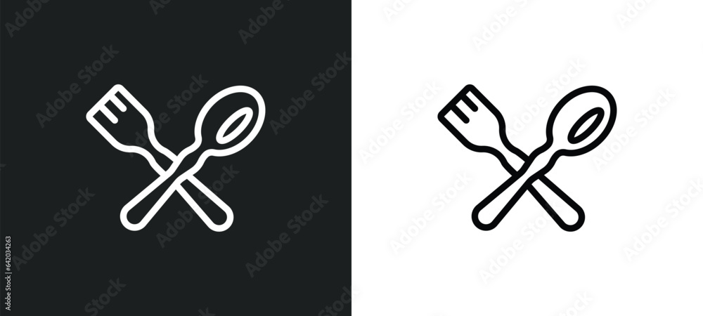 eating utensils icon isolated in white and black colors. eating utensils outline vector icon from hotel and restaurant collection for web, mobile apps and ui. - obrazy, fototapety, plakaty 