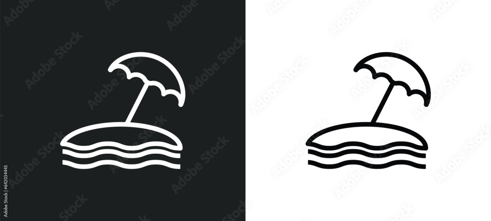 beach icon isolated in white and black colors. beach outline vector icon from hotel collection for web, mobile apps and ui. beach icon isolated in white and black colors. beach outline vector icon from hotel collection for web, mobile apps and ui.