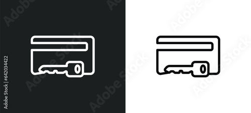 key card icon isolated in white and black colors. key card outline vector icon from hotel collection for web, mobile apps and ui.