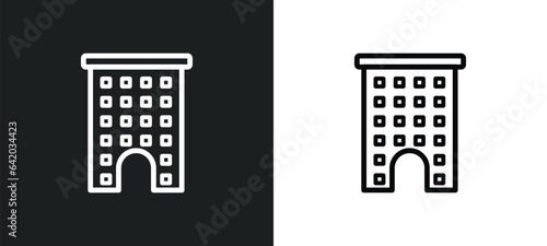 hostel icon isolated in white and black colors. hostel outline vector icon from hotel collection for web, mobile apps and ui.