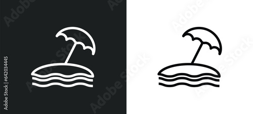 beach icon isolated in white and black colors. beach outline vector icon from hotel collection for web, mobile apps and ui.