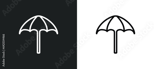 beach umbrella icon isolated in white and black colors. beach umbrella outline vector icon from accommodation collection for web, mobile apps and ui.
