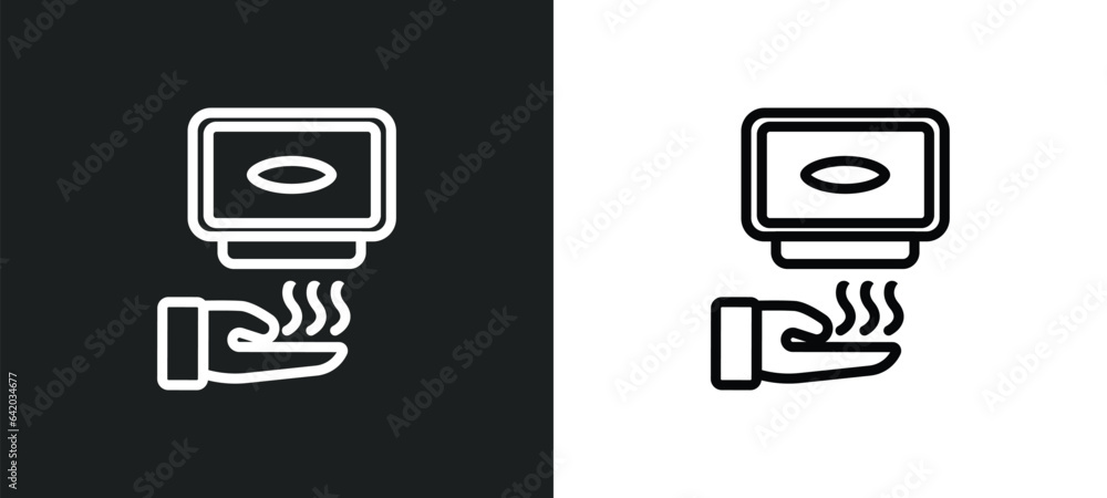 drying hands icon isolated in white and black colors. drying hands outline vector icon from hygiene collection for web, mobile apps and ui. drying hands icon isolated in white and black colors. drying hands outline vector icon from hygiene collection for web, mobile apps and ui.
