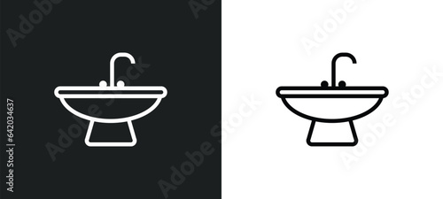 washbowl icon isolated in white and black colors. washbowl outline vector icon from hygiene collection for web, mobile apps and ui.