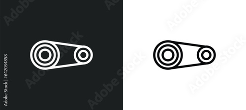 timing belt icon isolated in white and black colors. timing belt outline vector icon from industry collection for web, mobile apps and ui.