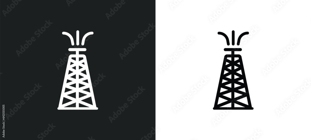 derrick icon isolated in white and black colors. derrick outline vector icon from industry collection for web, mobile apps and ui.