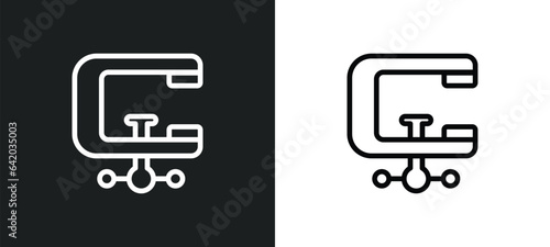 clamp icon isolated in white and black colors. clamp outline vector icon from industry collection for web, mobile apps and ui.