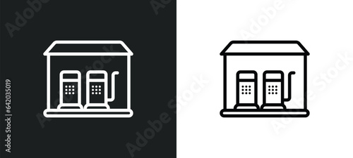 fuel station icon isolated in white and black colors. fuel station outline vector icon from industry collection for web, mobile apps and ui.