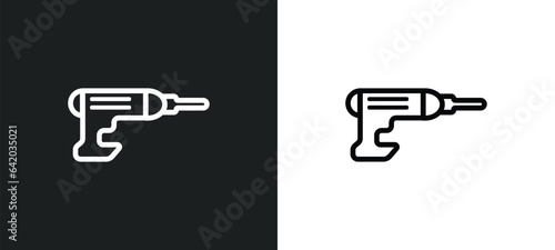 industrial drill icon isolated in white and black colors. industrial drill outline vector icon from industry collection for web, mobile apps and ui.