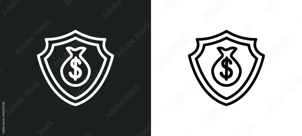money insurance icon isolated in white and black colors. money insurance outline vector icon from insurance collection for web, mobile apps and ui.