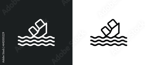 sinking icon isolated in white and black colors. sinking outline vector icon from insurance collection for web, mobile apps and ui.