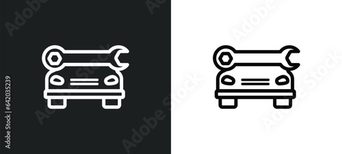 vehicle repair icon isolated in white and black colors. vehicle repair outline vector icon from insurance collection for web, mobile apps and ui.