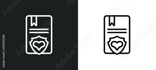 marriage contract icon isolated in white and black colors. marriage contract outline vector icon from insurance collection for web, mobile apps and ui.