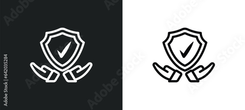 safety insurance icon isolated in white and black colors. safety insurance outline vector icon from insurance collection for web, mobile apps and ui.