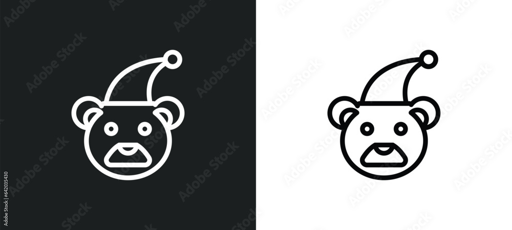 bear hat icon isolated in white and black colors. bear hat outline vector icon from kid and baby collection for web, mobile apps and ui.