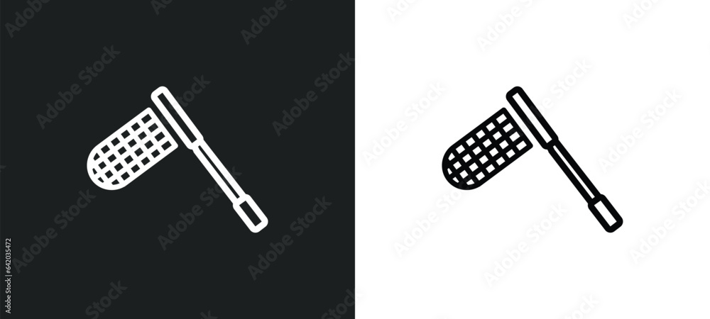butterfly net icon isolated in white and black colors. butterfly net outline vector icon from kids and baby collection for web, mobile apps and ui. - obrazy, fototapety, plakaty 