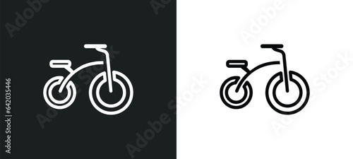 tricycle icon isolated in white and black colors. tricycle outline vector icon from kid and baby collection for web, mobile apps and ui.