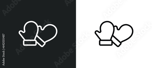 mitten icon isolated in white and black colors. mitten outline vector icon from kitchen collection for web, mobile apps and ui.