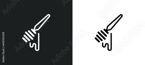 honey dipper icon isolated in white and black colors. honey dipper outline vector icon from kitchen collection for web, mobile apps and ui.