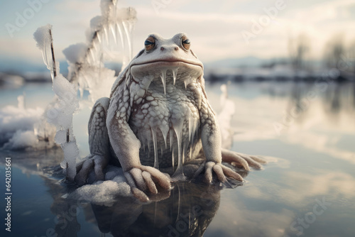 Arctic frog in the winter