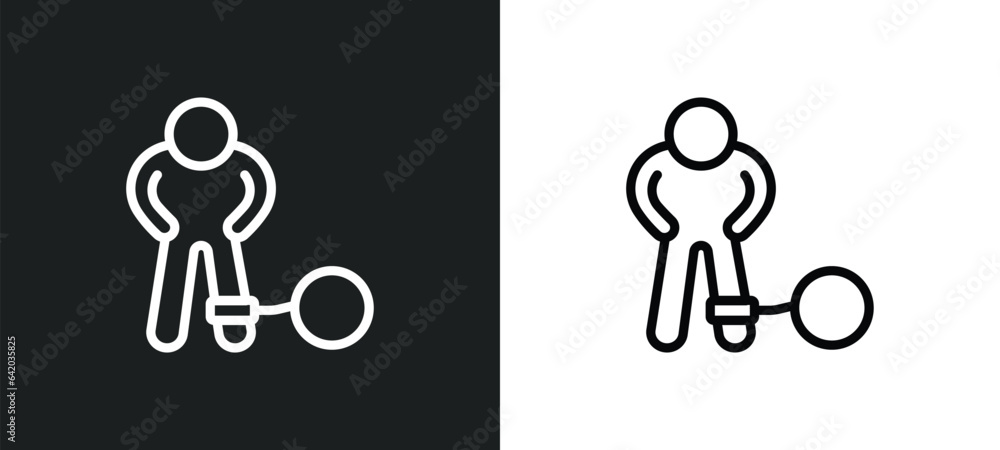 Obraz premium convict icon isolated in white and black colors. convict outline vector icon from law and justice collection for web, mobile apps and ui.