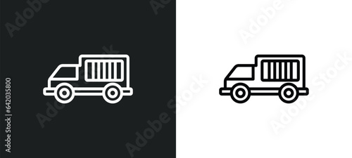prisoner transport vehicle icon isolated in white and black colors. prisoner transport vehicle outline vector icon from law and justice collection for web, mobile apps and ui.
