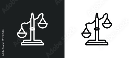 law balance icon isolated in white and black colors. law balance outline vector icon from law and justice collection for web, mobile apps and ui.