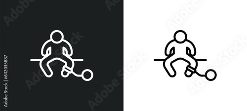 prisioner icon isolated in white and black colors. prisioner outline vector icon from law and justice collection for web, mobile apps and ui. photo