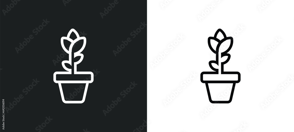 flower pot icon isolated in white and black colors. flower pot outline vector icon from nature collection for web, mobile apps and ui. flower pot icon isolated in white and black colors. flower pot outline vector icon from nature collection for web, mobile apps and ui.