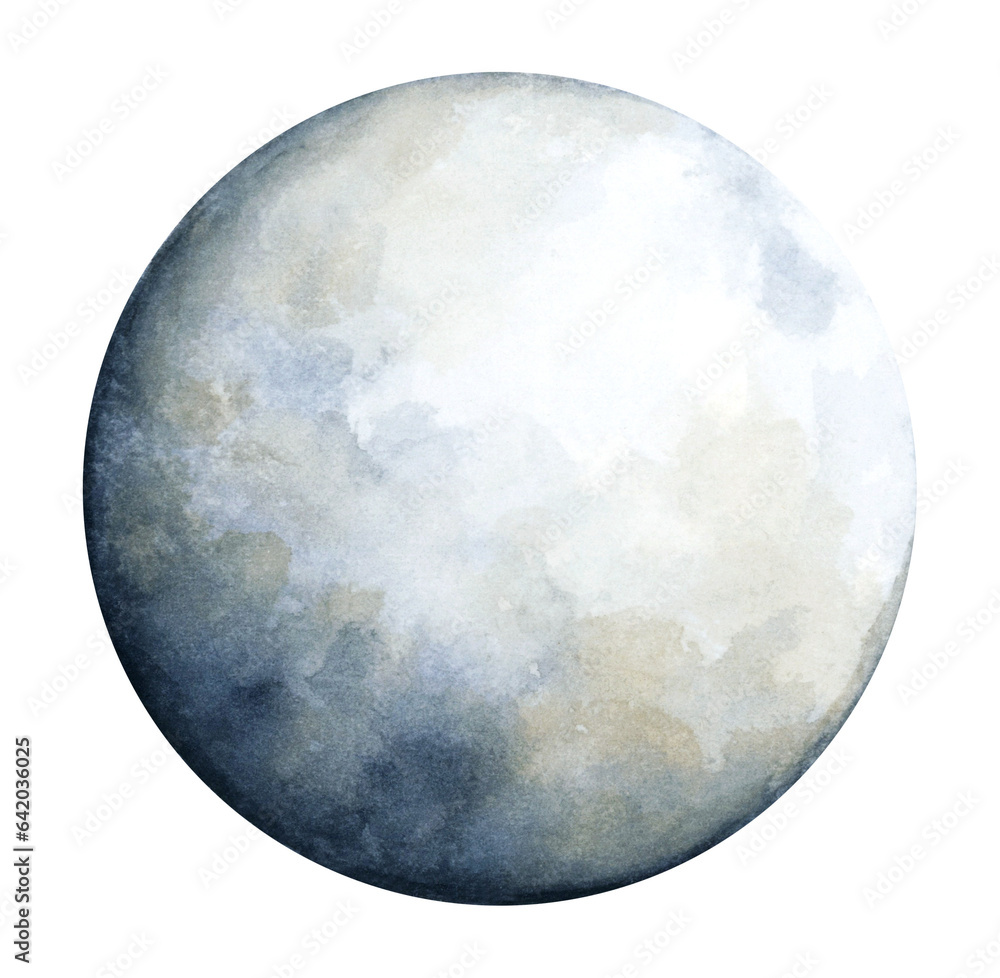The moon. Watercolor illustration. The moon. Watercolor illustration.