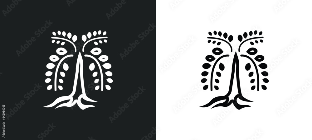 black willow tree icon isolated in white and black colors. black willow tree outline vector icon from nature collection for web, mobile apps and ui.