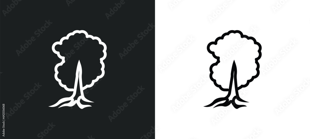 pignut hickory tree icon isolated in white and black colors. pignut hickory tree outline vector icon from nature collection for web, mobile apps and ui.