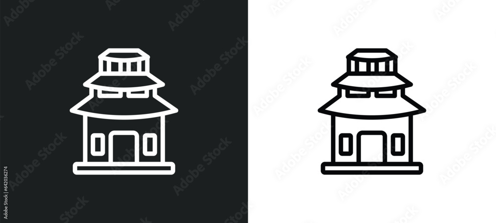 temple icon isolated in white and black colors. temple outline vector icon from religion collection for web, mobile apps and ui.