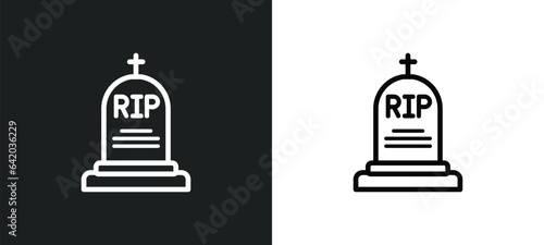 tombstone icon isolated in white and black colors. tombstone outline vector icon from religion collection for web, mobile apps and ui.