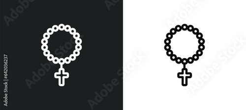 rosary icon isolated in white and black colors. rosary outline vector icon from religion collection for web, mobile apps and ui.