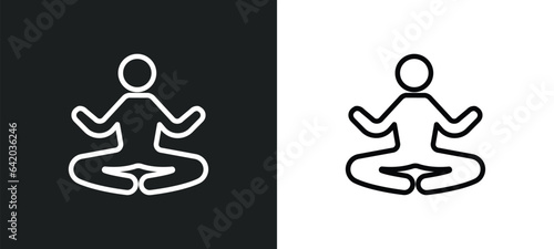 lotus position icon isolated in white and black colors. lotus position outline vector icon from religion collection for web, mobile apps and ui.