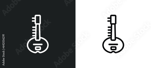 sitar icon isolated in white and black colors. sitar outline vector icon from religion collection for web, mobile apps and ui.
