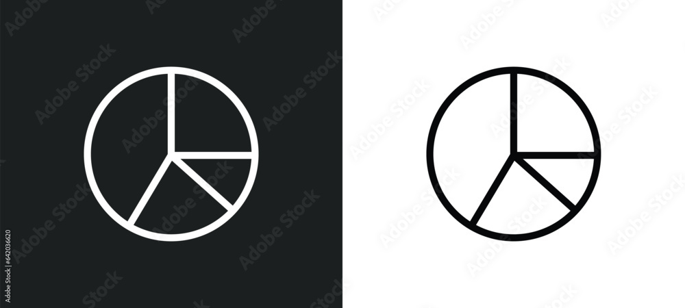 pie chart organization icon isolated in white and black colors. pie chart organization outline vector icon from user interface collection for web, mobile apps and ui.