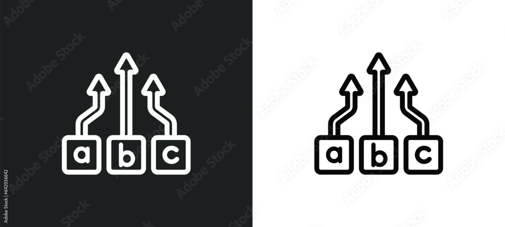 abc item chart icon isolated in white and black colors. abc item chart outline vector icon from user interface collection for web, mobile apps and ui.