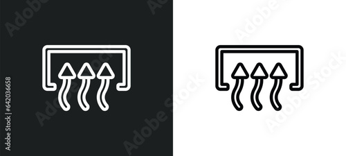 rear window defrost icon isolated in white and black colors. rear window defrost outline vector icon from user interface collection for web, mobile apps and ui.